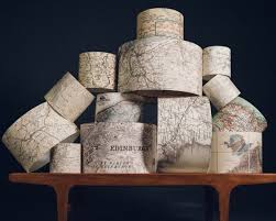 Custom Old Map Drum Lampshade