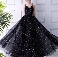 Black Dress With Silver Stars Tulle Prom Gown Cr 6362 Beautiful Black Dresses Tight Prom Dresses Tulle Prom Dress