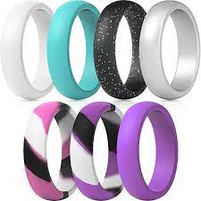 Thunderfit Silicone Rings 7 Rings 1 Ring Wedding Bands For Women 5 5 Mm Wide 2mm 11 9 In 2020 Silicone Wedding Band Wedding Ring Bands Wedding Rings For Women