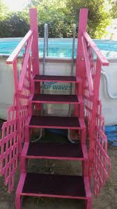 The two pieces of the above ground pool steps essentially sandwich the wall of the pool with the base of the steps resting on the ground and the floor of the pool. My Homemade Ladder I Built For My Above Ground Pool Pool Ladder In Ground Pools Above Ground Pool