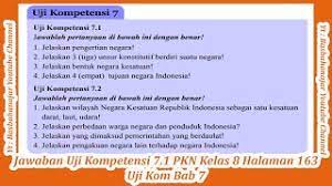Pada artikel ini terdapat pembahasan kunci jawaban tema 7 kelas 2 berjudul kebersamaan subtema 3 pembelajaran 6 tentang kebersamaan di tempat bermain. Jawaban Uji Kompetensi 7 1 Pkn Kelas 8 Halaman 163 Uji Kom Bab 7 Youtube
