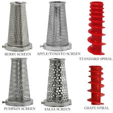 The food mill has a unique release button that makes it easy to exchange discs and disassemble for storage. Food Strainer Standard Screen