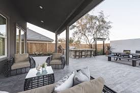 Need Lots Of Seating For Your Backyard Take A Look At How All The Space Was Utilized In This Backyard Model Homes New Home Communities Dream Backyard