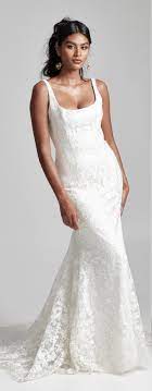 Fit And Flare Wedding Gown With Square Neck Scoop Neck Wedding Dress Wedding Dress Necklines Wedding Gowns Lace