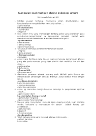Kesehatan mental menurut aliran humanistik. Doc Soal Psikologi Umum St Khusnul Chotimah Academia Edu