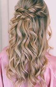 39 Gorgeous Half Up Half Down Hairstyles Braid Half Up Half Down Hairstyles Partial Updo Ha Bridemaids Hairstyles Bridal Hair Half Up Bridesmaid Hair Curly