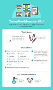 Campfire Memory Wall Team Building Activities Work Team Building Activities Team Building Activities For Adults