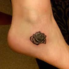 Small Black And White Rose Ankle Tattoo Small Rose Tattoo Rose Tattoo On Ankle Rose Tattoos On Wrist