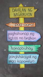 Sa pamamagitan nito, ang mga ideya at iba pang mga bagay ukol sa ekonomiya, kalakalanm teknolohiya, politika, at kalinangan o kultura ay naipapasa sa mga tai sa. Migrasyon Poster Slogan