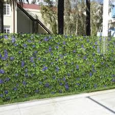 Other common structures that people use for growing morning glories include trellis, chain link fences, lattice, gutter leaders, bushes, telephone poles and even wires. Fencescreen 6 Ft X 25 Ft L Purple Morning Glory Graphic Pvc Chain Link Fence Screen In The Chain Link Fence Screens Department At Lowes Com