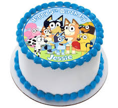 Kids birthday cake bluey abc kids birthday cake kids, kids birthday, 4th birthday cakes these pictures of this page are about:bluey birthday decor. Edible Bluey Wafer Paper Party Personalized Circle Cake Topper 7 5 Uncut Ebay