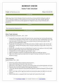 Valet Attendant Resume Samples Qwikresume