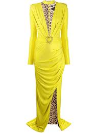 44l from shoulder to hem. Philipp Plein Plunging Neckline Dress Yellow Milanstyle Com