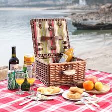 Buy Zormy Picnic Basket For 2 Person Durable Willow Picnic Hamper Set Wicker Picnic Basket Accessories Plates And Utensils Perfect Wedding Anniversary Or Birthday Gift Green Stripe Online In Saint Helena Ascension