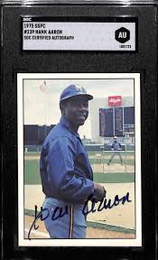 Major league baseball icon hank aaron looks back on his hall of fame career. Lot Detail Hank Aaron Autographed 1975 Sspc Card Sgc Encased Coa