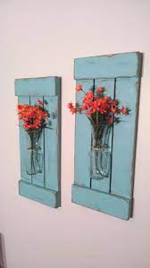Large Rustic Sconces Shutters With Vase Rustic Shutters Rustic Wall Decor Flower Holders Shabby Chic S Rustic Shutters Chic Home Decor Handmade Home Decor