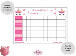 No one wants to do chores, especially our kids. Reward Chart Unicorn Printable Children Kids Reward Chart Etsy