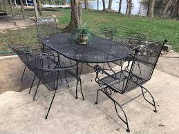 Vintage Style Wrought Iron Patio Furniture 8 Chairs And One Large Table Very Solid Two Cha Iron Patio Furniture Wrought Iron Patio Furniture Patio Furniture