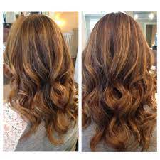 Golden Copper And Golden Blonde Highlights All With Balayage Throughout A Natural Brunette F Colored Hair Tips Balayage Hair Copper Balayage Hair Blonde Medium