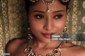 Ethnic Beauty Fashion Ethnic Woman Monochrome Portrait Stock Photo