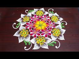 Big Rangoli Flower Designs With 9x5 Dots Pongal Margazhi Kolam Sankranthi Muggulu 2019 Youtub Colorful Rangoli Designs Flower Designs Rangoli With Dots