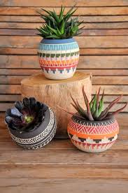 Made To Order Ceramic Planter Pottery Succulent Planter Carved Sgraffito Vase Pot Home Deco Geo Aztec Geometric Vase Bohemian Decor Indoor Pottery Planters Painted Flower Pots Painted Plant Pots