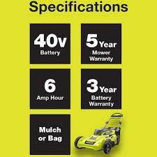 Call ryobi technical support or simply return the mower to the store of purchase. Ryobi 40v Brushless 20 In Cordless Battery Walk Behind Push Lawn Mower With 6 0 Ah Battery And Charger Ry401110 Y The Home Depot