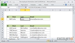 Excel Formula Get Employee Information With Vlookup Exceljet
