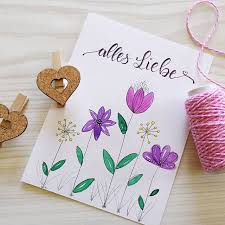 Alles Liebe Handlettering Mit Watercolor Blumchen Handschrift Lettering Grusskarte