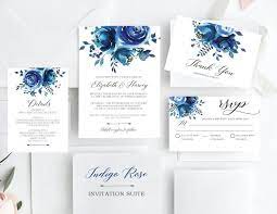 Wedding Invite Set Indigo Navy Wedding Invitations Etsy Fun Wedding Invitations Wedding Invitations Printable Wedding Invitations