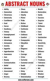 Abstract Noun List Of 150 Common Abstract Nouns In English Esl Forums Abstract Nouns Learn English Words English Vocabulary Words