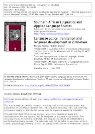 Pdf Language Policy Translation And Language Development In Zimbabwe