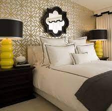 Yellow And White Trellis Wallpaper Contemporary Bedroom Black Bedroom Design Yellow Bedroom
