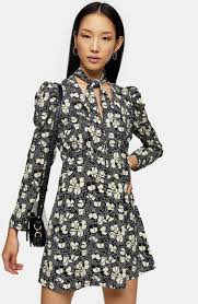 Topshop Tie Neck Floral Print Long Sleeve Minidress Nordstrom In 2020 Mini Dress Dresses Select Dress