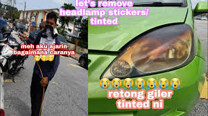 Maybe you would like to learn more about one of these? Kilat Lampu How To Remove Car Headlamp Headlight Sticker Cara Buang Tinted Lampu Kereta Coating Youtube