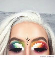 colorful eye makeup and white hair