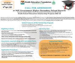Get complete details of mp application form 2021 & check mp scholarship correction date 2021. Sindh School Education Scholarship Program 2021 22 Njv Government Higher Secondary School