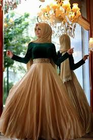 Green And Golden Dress Muslim Evening Dresses Soiree Dress Fashion