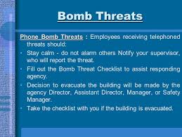 It is important to establish a procedure for the accountability of keys. Bomb Threat Response Cleet Emergency Action Plan Ppt Download