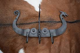 Viking Longship Forged Coat Hanger Steel Art Metal Art Sculpture Forging Metal