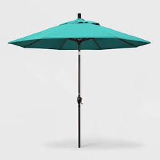 Crank umbrellas are easier to operate by turning a lever. 9 Pacific Trail Patio Umbrella Push Button Tilt Crank Lift Sunbrella Aruba California Umbrella Target