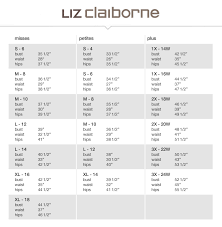 liz claiborne size chart bedowntowndaytona com