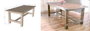 The top of the table and bench are both stained a dark color which contrasts nicely with the white legs and apron. Diy Farmhouse Kitchen Table Projects For Beginners