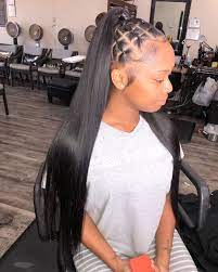 She can style it sleek and straight or soft and curly; Thegabriellechanel On Instagram Half Up Half Down Quick Weave Memphishairstylist Quick Weave Hairstyles Hair Styles Beautiful Braided Hair