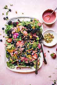 Roasted Beet And Berry Salad Vegan Crowded Kitchen Recipe Berry Salad Roasted Beets Summer Salad Recipes