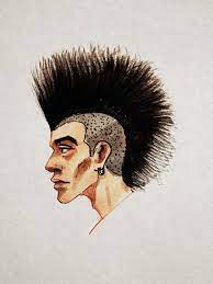 Punk Male Head Hair Style Drawing