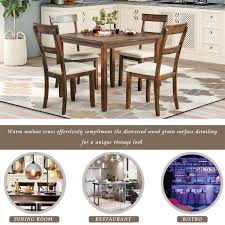 And if you like to coordinate your furniture, we have matching dining sets, too. Counter Height Kitchen Table And 4 Chairs With Upholstered Seat And Footrest Merax 5 Piece Wood Dining Table Set Grey Wash Oak Kitchen Dining Room Furniture Table Chair Sets