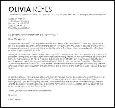 Benefits Administrator Cover Letter Sample Cover Letter Templates Examples