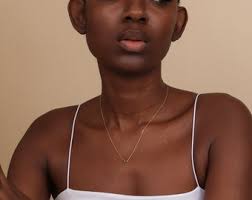 14k Solid Gold Black Diamond Necklace, Natural Baguette Diamond Solitaire  Necklace, Small Diamond Choker, White, Rose, Yellow Gold, Gianna