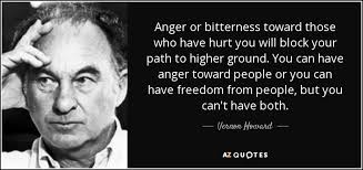 Vernon Howard quote: Anger or bitterness toward those who have hurt you  will...